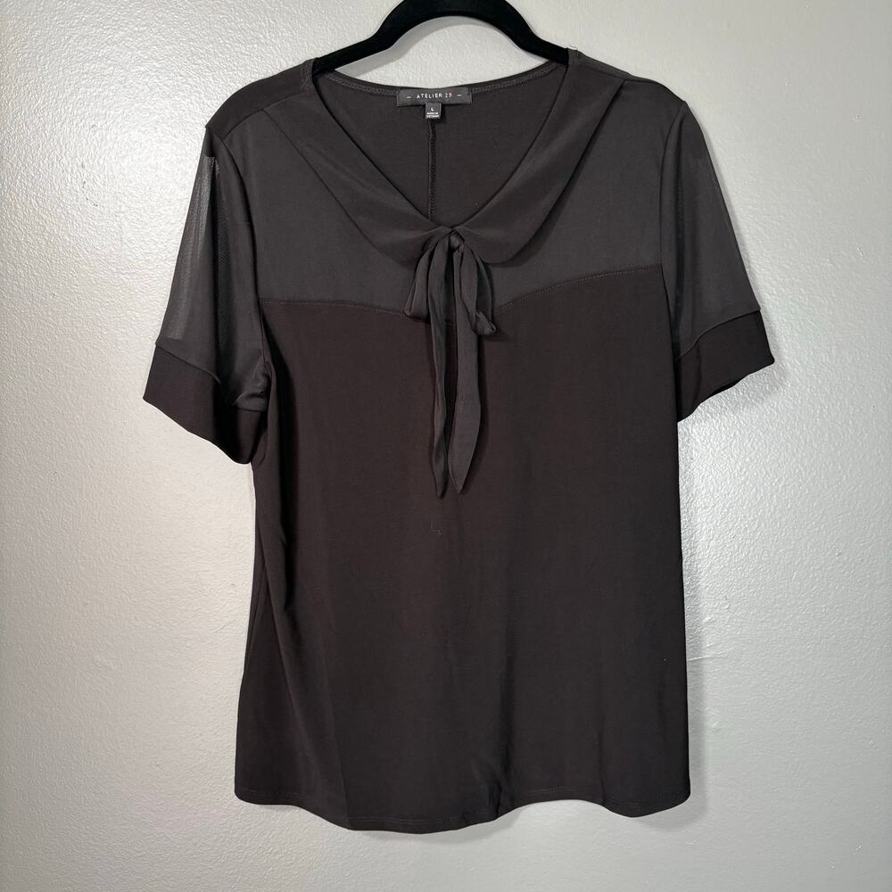 Atelier 29 Women's Black Sheer Whimsygoth Blouse - Size Large - Sexy Secretary